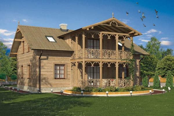 casa mare lemn cu mansarda