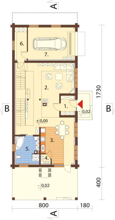 Plan parter — Casa lemn de vacanta Rebucia