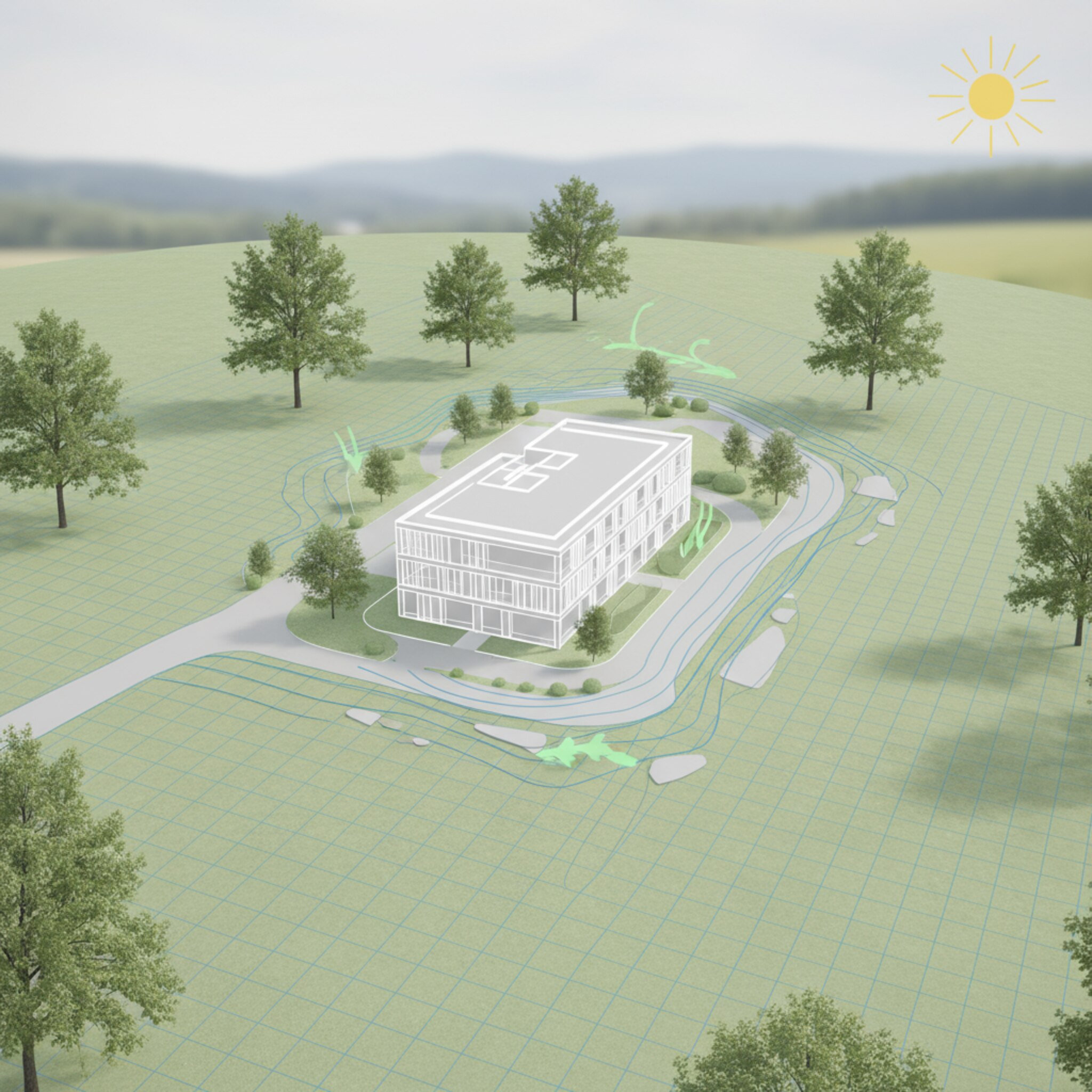 Cum se realizează planul de poziționare a clădirii pe teren?