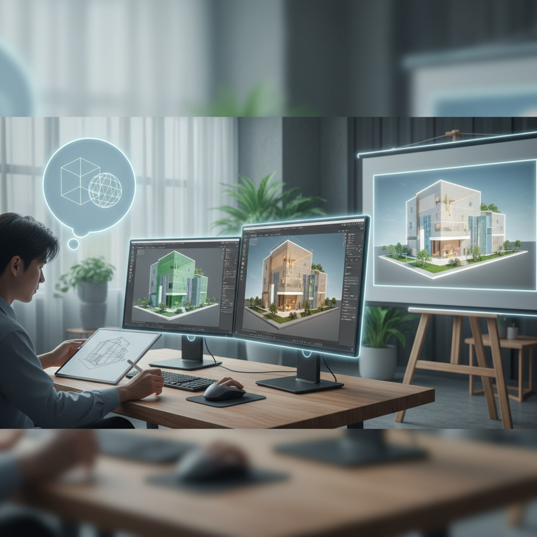 Cum se realizează modele 3D și randări pentru prezentarea proiectului?